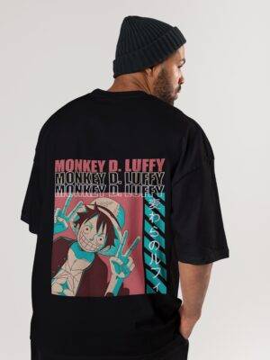 Anime One Piece Luffy Oversize T-Shirt for Men and Women - Round Neck & Drop Shoulder (Pure Cotton)