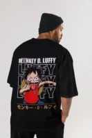 Anime One Piece Luffy Oversize T-Shirt for Men and Women - Round Neck & Drop Shoulder (Pure Cotton)