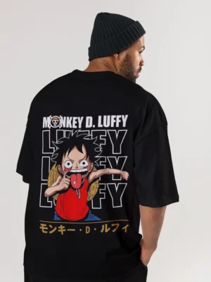 Anime One Piece Luffy Oversize T-Shirt for Men and Women - Round Neck & Drop Shoulder (Pure Cotton)