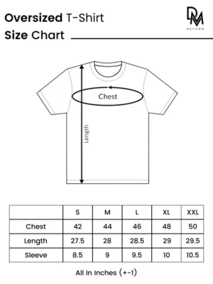 size chart Oversized T shirt