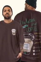 Coffee is life Oversized T-Shirt | Unisex - Round Neck & Drop Shoulder (Pure Cotton)