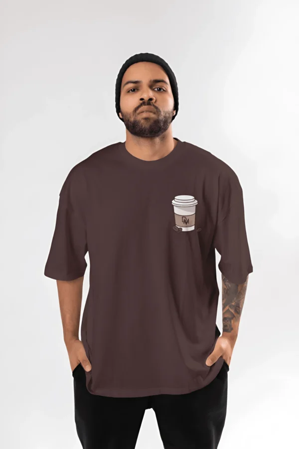 Coffee is life Oversized T-Shirt | Unisex - Round Neck & Drop Shoulder (Pure Cotton)