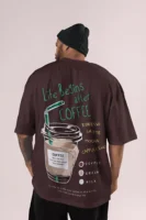 Coffee is life Oversized T-Shirt | Unisex - Round Neck & Drop Shoulder (Pure Cotton)