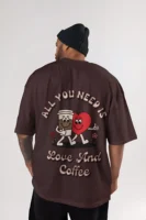 Coffee is love Oversized T-Shirt | Unisex - Round Neck & Drop Shoulder