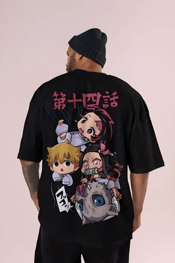 Demon Slayer Tanjiro & Friends Oversized T-Shirt  | Unisex –  Round Neck & Drop Shoulder