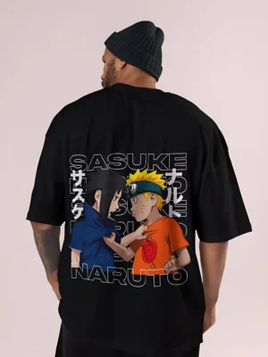 Naruto x Sasuke Oversized T-Shirt | Unisex - Round Neck & Drop Shoulder